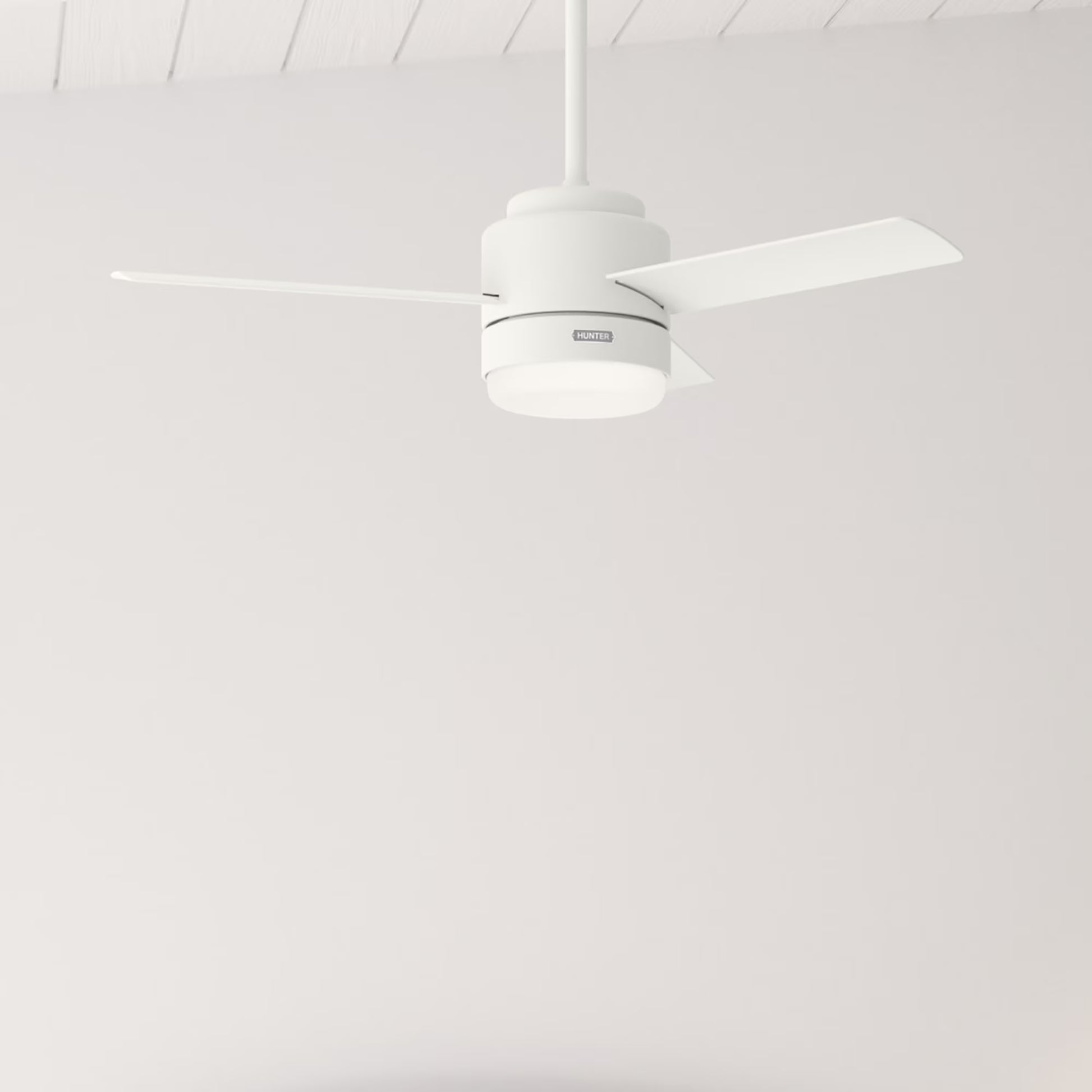 Hunter - Gilmour Indoor/Outdoor Ceiling Fan With Light, Remote, 44-inch, Matte Silver, Casual-style, 3-speed WhisperWind Motor, 51845, for Porches, Bathrooms