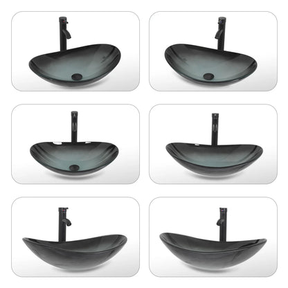 PULUOMIS Bathroom Vanity, 30" Bathroom Vanity with Sink Combo Set, Brown Modern Wood Bathroom Cabinet with Black Ceramic Bathroom Sink