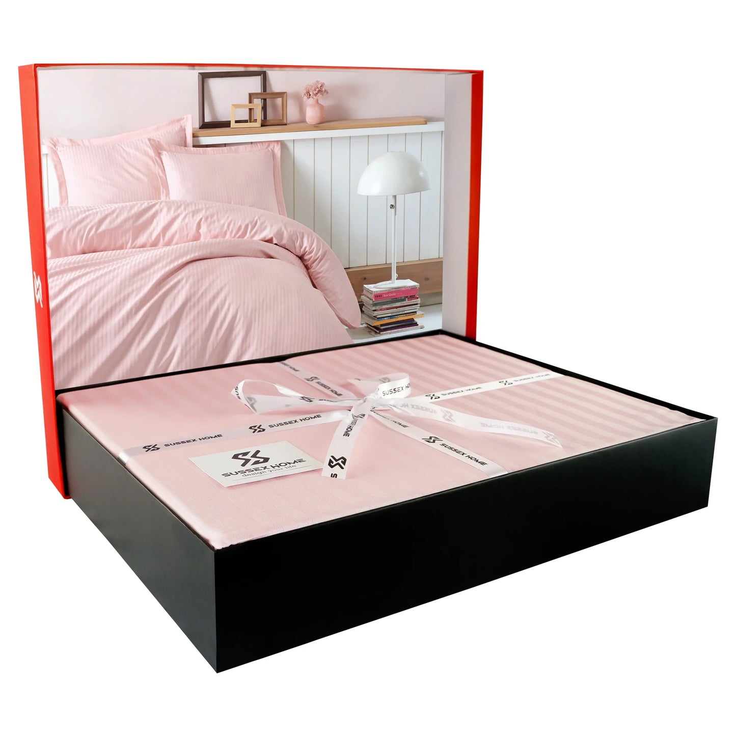 Powder Pink Satin Duvet Cover Set, 100% High Quality Turkish Cotton Queen Size Set, 1 Duvet Cover, 1 Fitted Sheet and 2 Pillowcases, Hypoallergenic, Breathable, Satin Bedding Set, Machine Washable