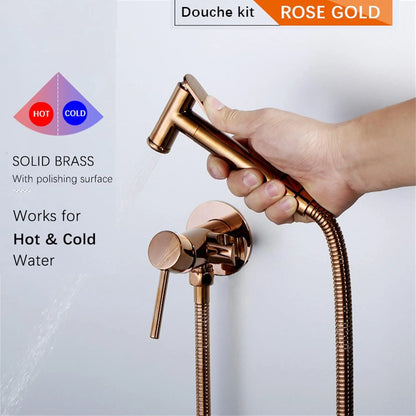 Handheld Bidet Sprayer for Toilet, Hot and Cold Stainless Steel Brushed Nickel Cloth Diaper Bidet Toilet Sprayer for Baby Wash and Feminine Wash,Brushed Gold