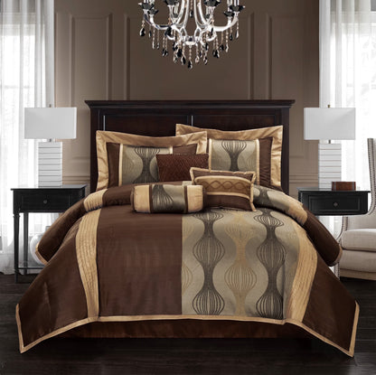 Lanco Black Silver Comforter Set , California King Size , 7 Pieces Fashion Jacquard Bedding Set