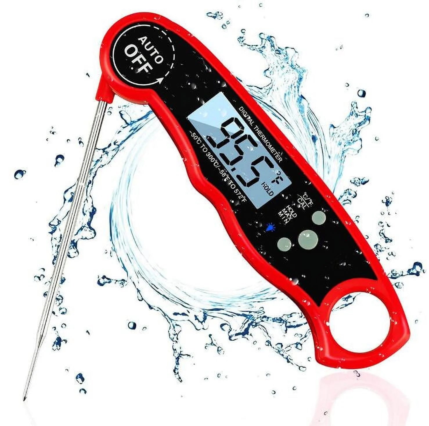 SUGIFT Waterproof Digital Instant Read Meat Thermometer with 4.7°?Folding Probe Calibration Function for Cooking Food Candy, BBQ Grill, Smokers