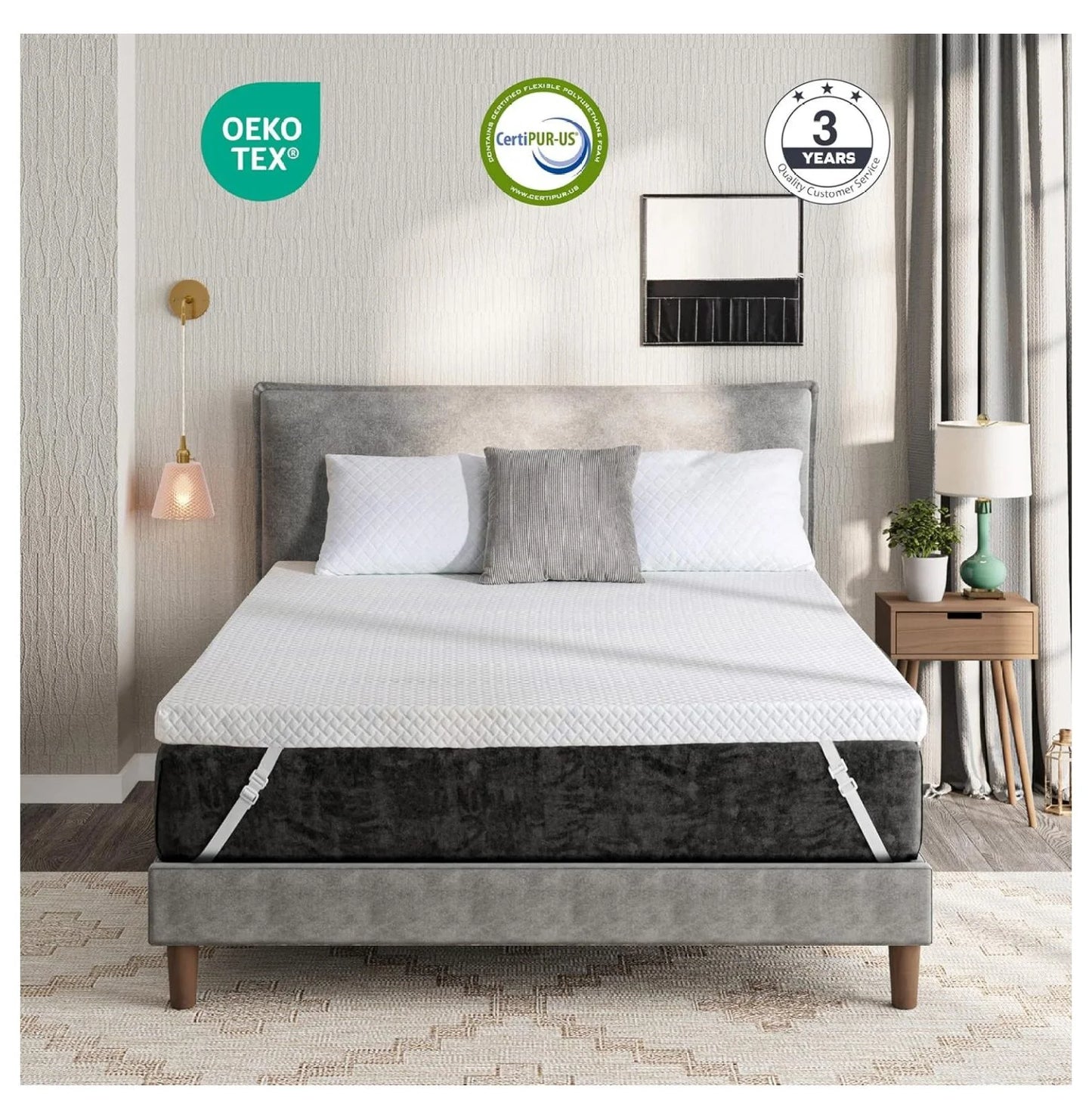 4 Inch Gel Memory Foam Mattress Topper Full - Cooling Topper with Removable Cover - Certified, Pressure Relief, 54x75x4 - Mattress Enhancer