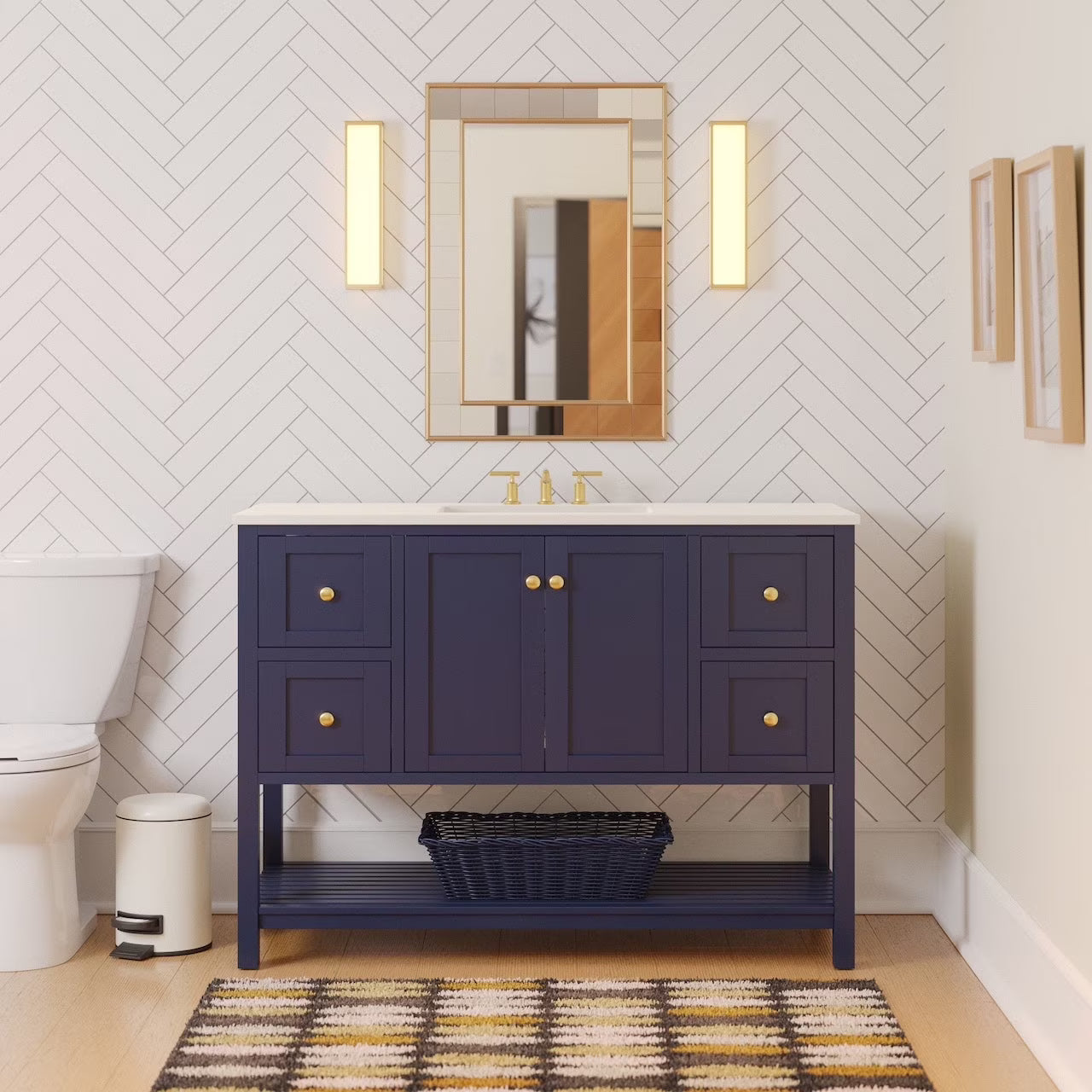 Lakeshore 48" Bathroom Vanity with White Cabinet and Engineered White Top