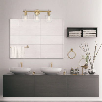 Globe Electric Matte Brass Modern 5-Piece All-In-One Bathroom Set with Vanity Light, LED Bulbs