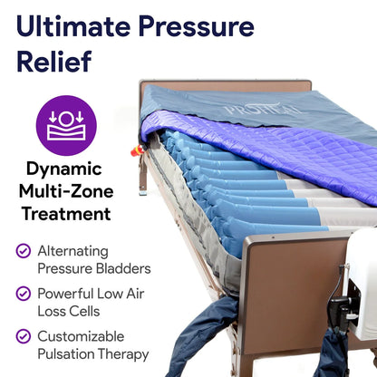 Proheal Bariatric True Low Air Loss Alternating Pressure Air Mattress with Pump & Side Air Perimeter - 42” x 80” x 8/11"