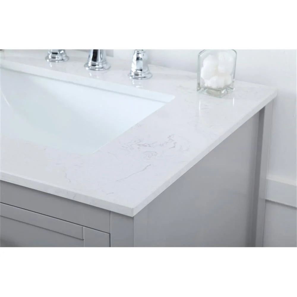 Elegant Decor Theo 72" Steel and Solid Wood Double Bathroom Vanity in Gray