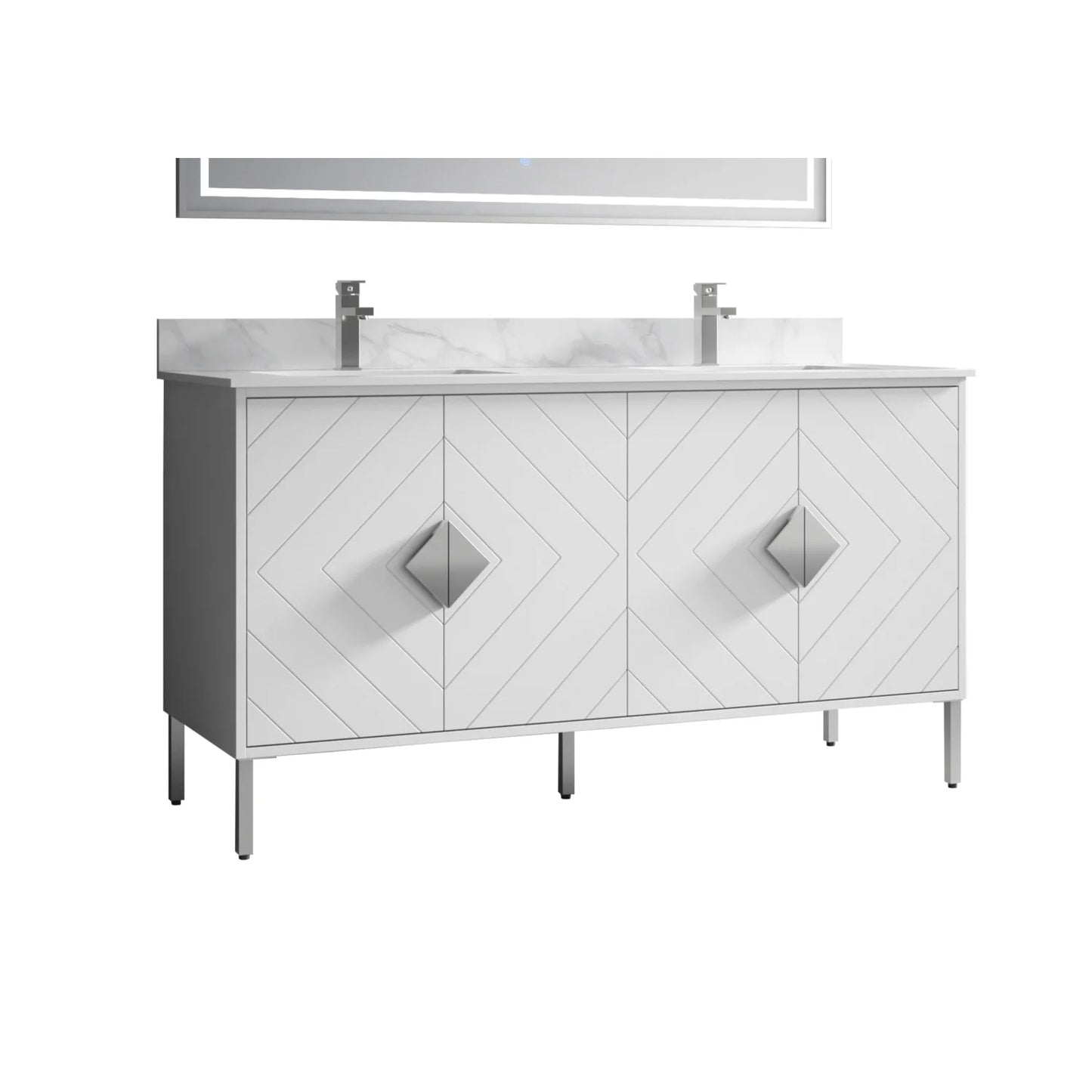 Tennant Brand 24" Modern White Bathroom Vanity with White Acrylic Top