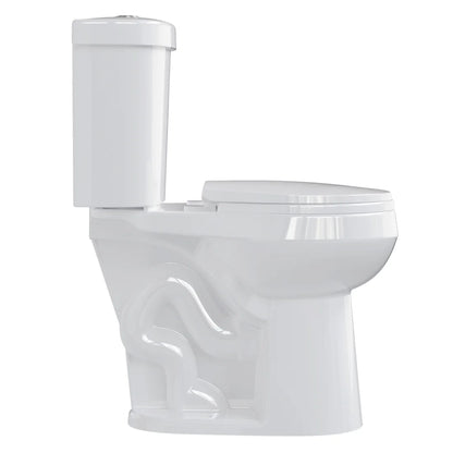 21" Toilet, Two-Piece Toilet, ADA Toilet with Dual Flush, Elongated Toilets for Bathrooms with Soft Close Seat, Universal Height with 1.28 Siphonic Flush Cotton White