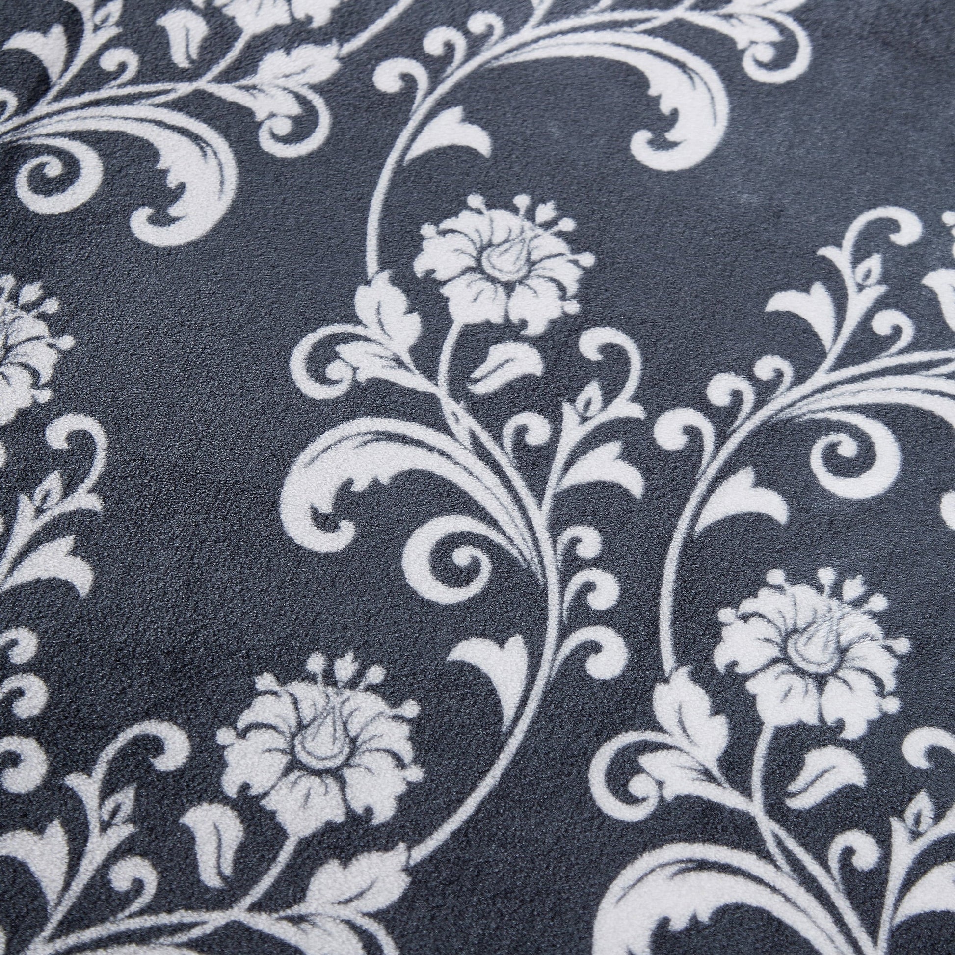 SoftLux Printed Luxury Velvet Plush Fleece Blanket, Full/Queen, 90" x90", Grey Floral Scroll