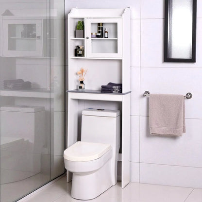 Gzxs Slim Toilet Paper Storage Cabinet, Over The Toilet Storage Cabinet for Skinny Bathroom Storage Corner Floor, White