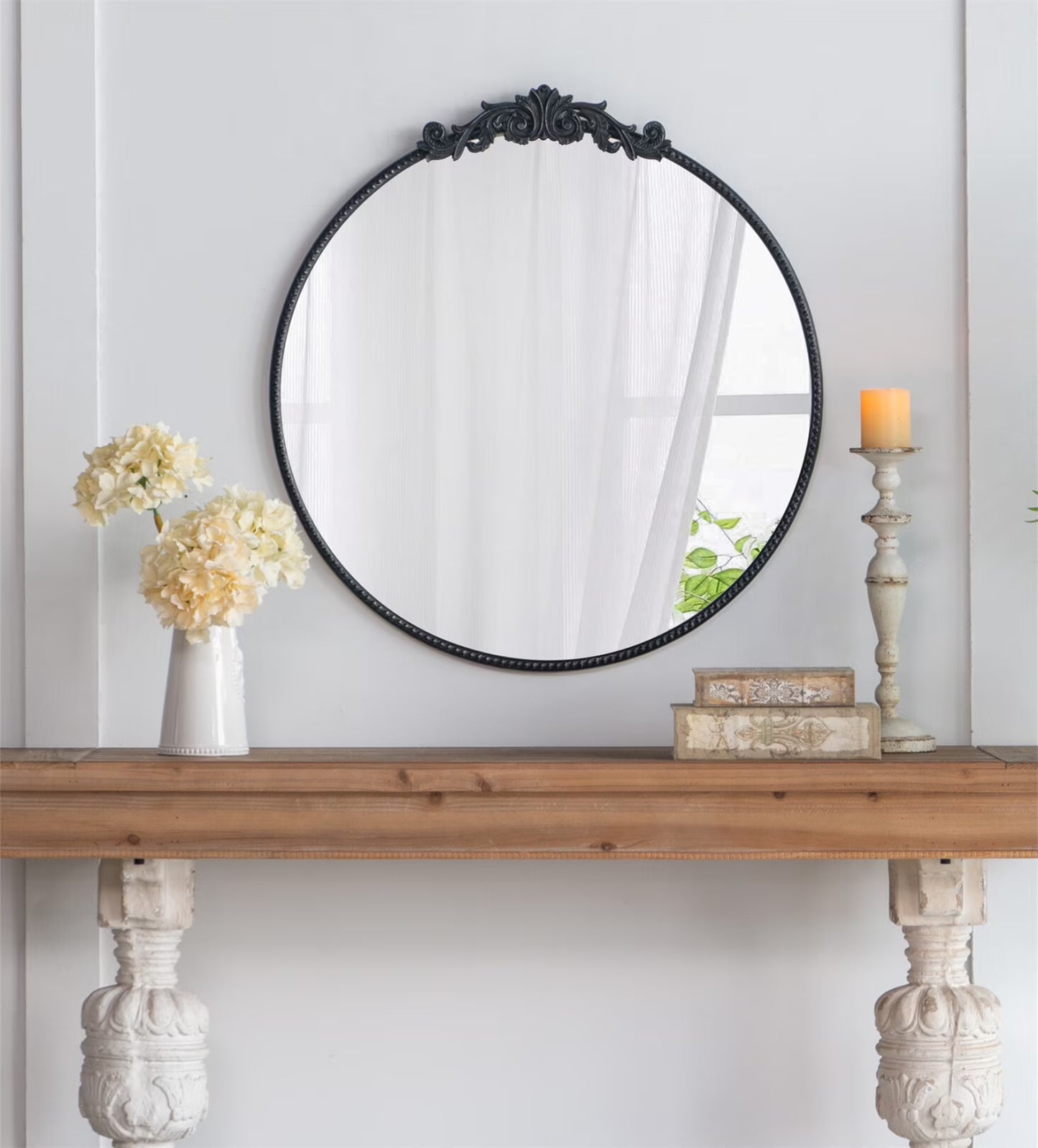 Mirror, Gold Arch Bathroom Vanity Mirror, 24" x 36" Baroque Inspired Wall Mirror,for Bathroom Bedroom Living Room,Gold