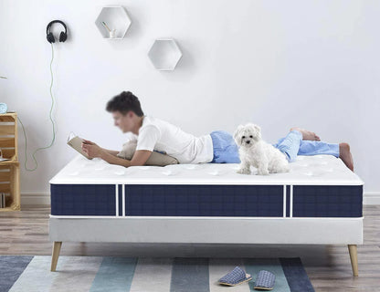 Queen Size Mattress, Coolvie 10 inch Hybrid Mattress in a Box, with Memory Foam and Pocket Springs, Medium Firm, for Adults and Kids