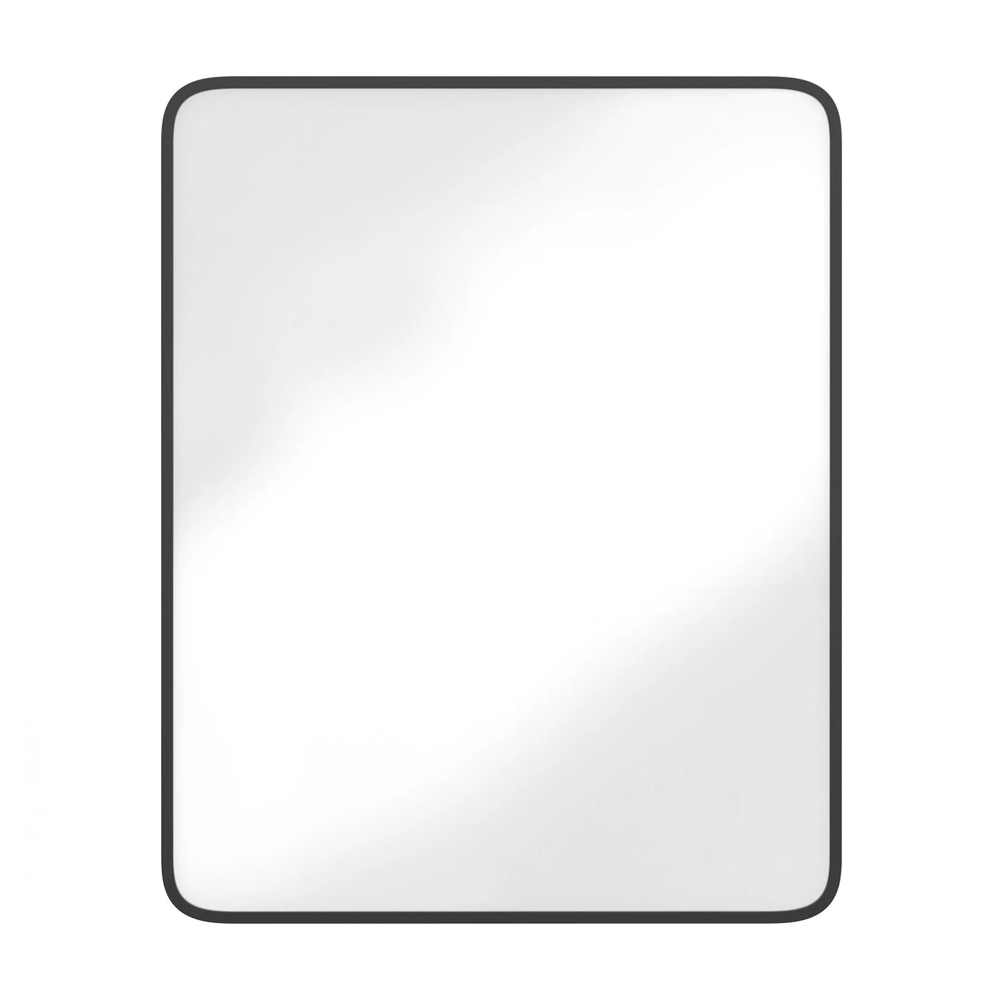 Merrick Lane 24" x 30" Reversible Bathroom Wall Medicine Cabinet with Rounded Rectangular Beveled Mirror and Black Metal Frame and Shelves