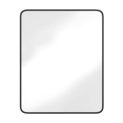 Emma + Oliver Black Metal Framed Bathroom Medicine Cabinet with Reversible, Recessed Design and Beveled Rounded Mirror - 24" x 30"