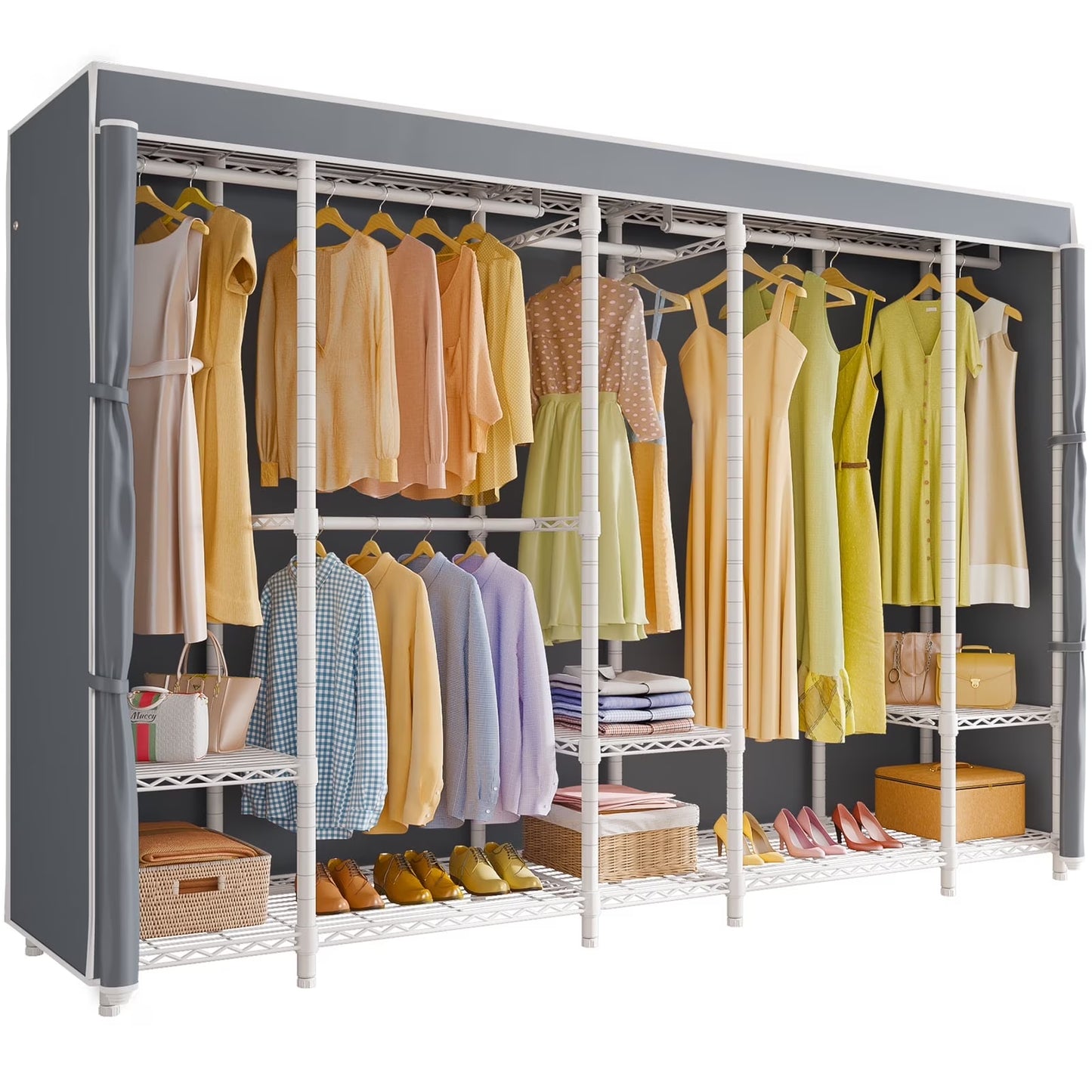 VIPEK V50 Extra Large Portable Closet Rack Bedroom Armoire Freestanding Wardrobe Closet, Heavy Duty Clothes Rack Multi-Functional Metal Clothing Rack for Hanging Clothes, Max Load 1300lbs, Black