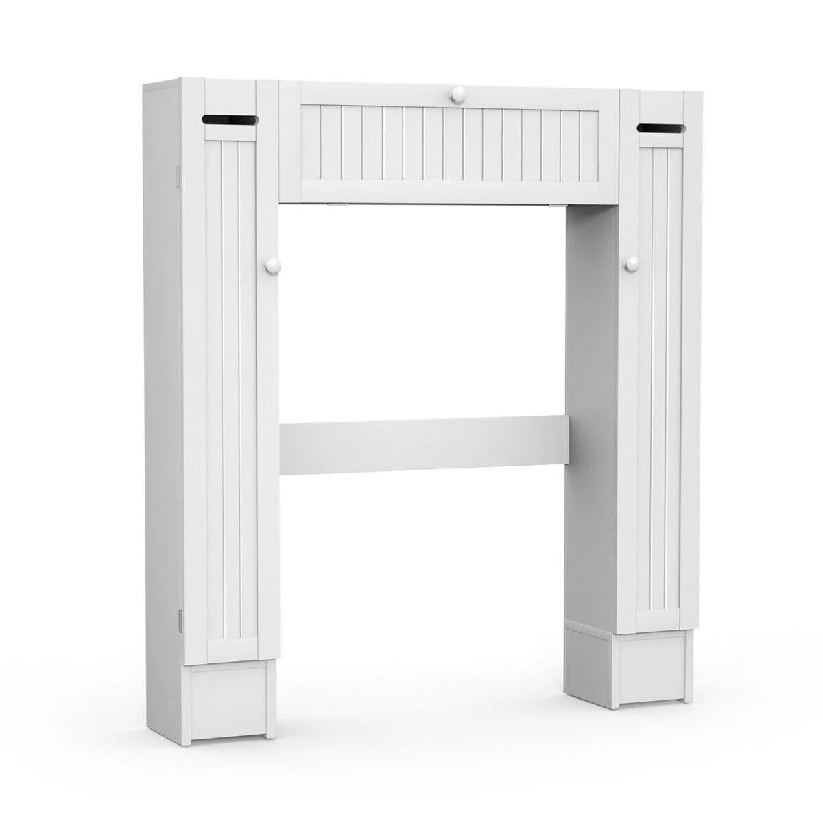 Costway Over the Toilet Storage Wooden Cabinet Drop Door Spacesaver Bathroom White