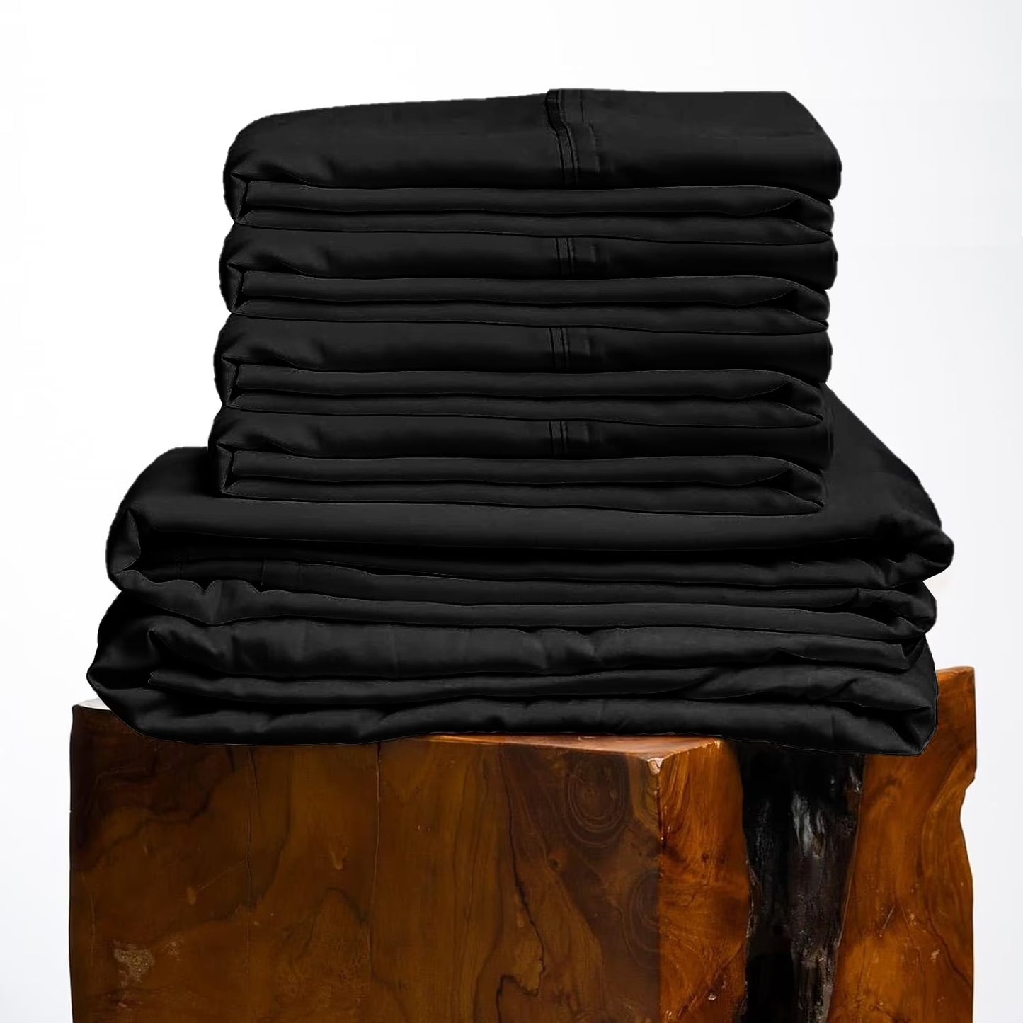 700 Thread Count, 100% Giza Egyptian Cotton Bedding Set, 6-PC Sheets Set, 12 Inch Deep Pocket of Fitted Sheet, Soft Sateen Weave Breathable - Black, Twin