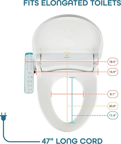 BidetMate 1000 Series Japanese Toilet Seat with Heated Bidet & Control Panel, Elongated