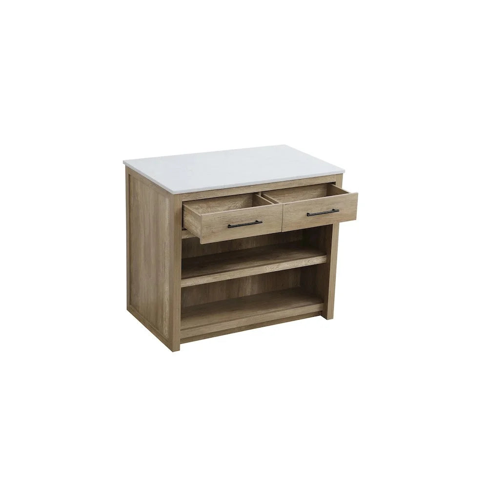 Elegant Kitchen and Bath 42 inch Kitchen Island in Natural Oak