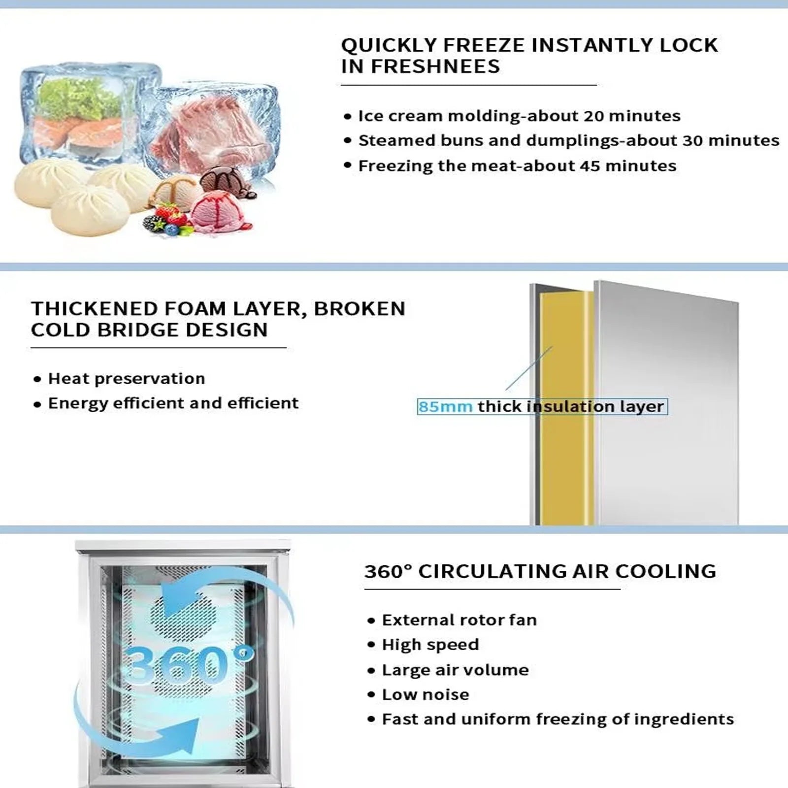 Kolice Commercial 5 Trays Blast Chiller & Freezer, Chest Freezer, Shock Freezer with Food Probe,Lowest temp: -40° F for Restaurant,Bakery,School,Hotel