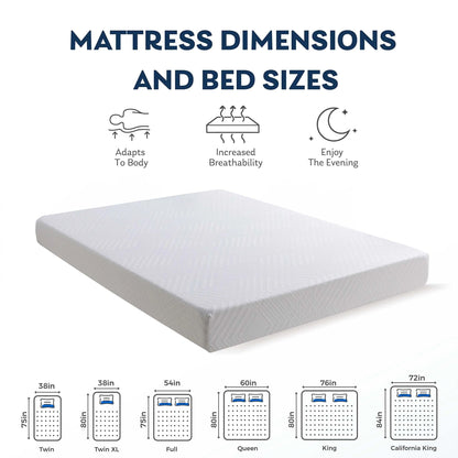 MLILY Ego White 6 inch Full Size Mattress, Memory Foam Mattress in a Box, Medium Firm