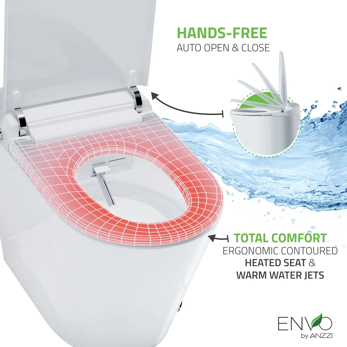 ANZZI ENVO Echo Elongated Smart Toilet Bidet in Matte Black with Auto Flush