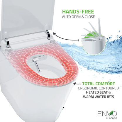 ANZZI ENVO Echo Elongated Smart Toilet Bidet in Matte Black with Auto Flush
