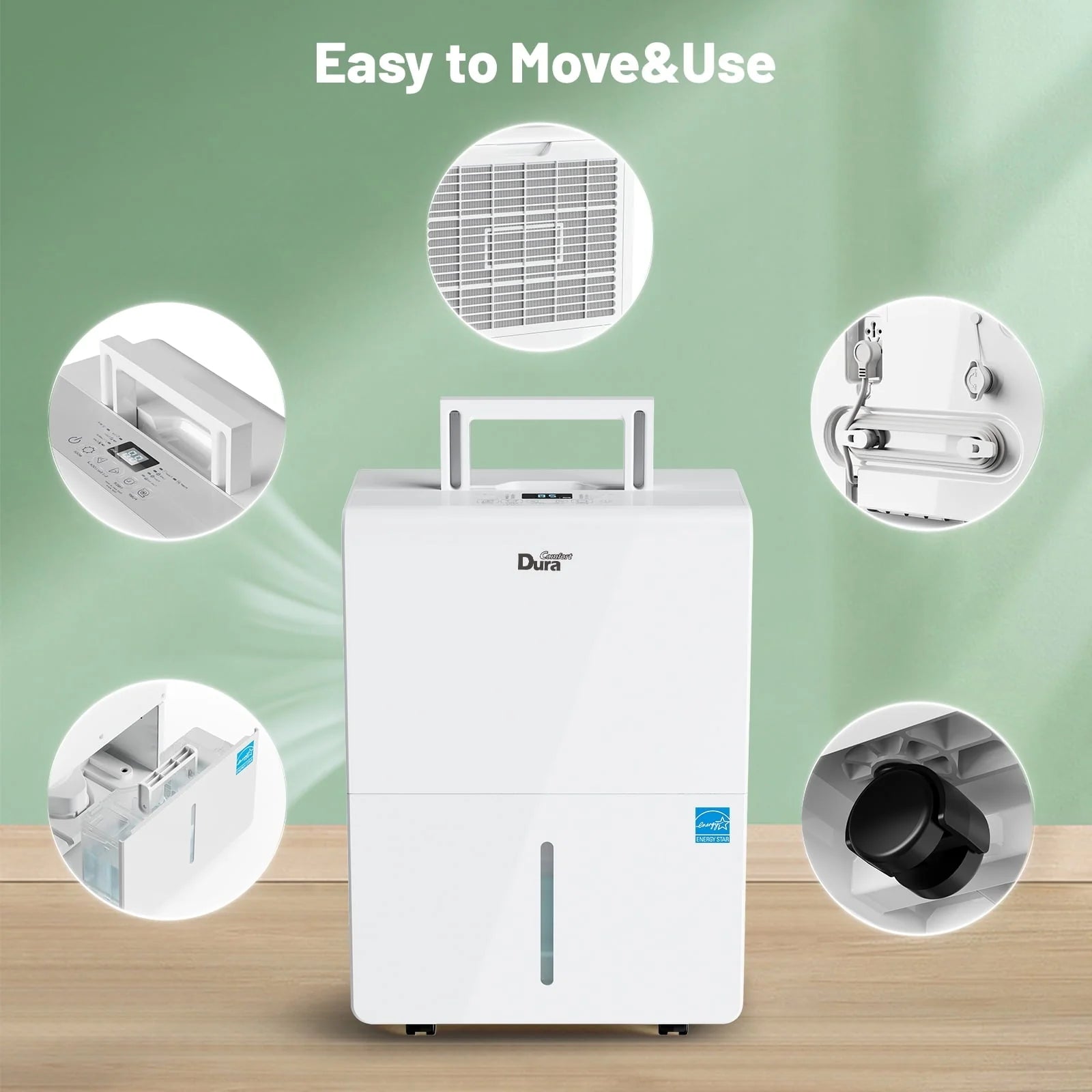 DuraComfort 50 Pints Dehumidifier for Bathroom Basement with Pump, up to 4500 Sq.ft, Energy Star, Wifi,White