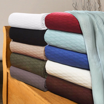 Superior Diamond All-Season Cotton Blanket, Throw Size, Burgundy