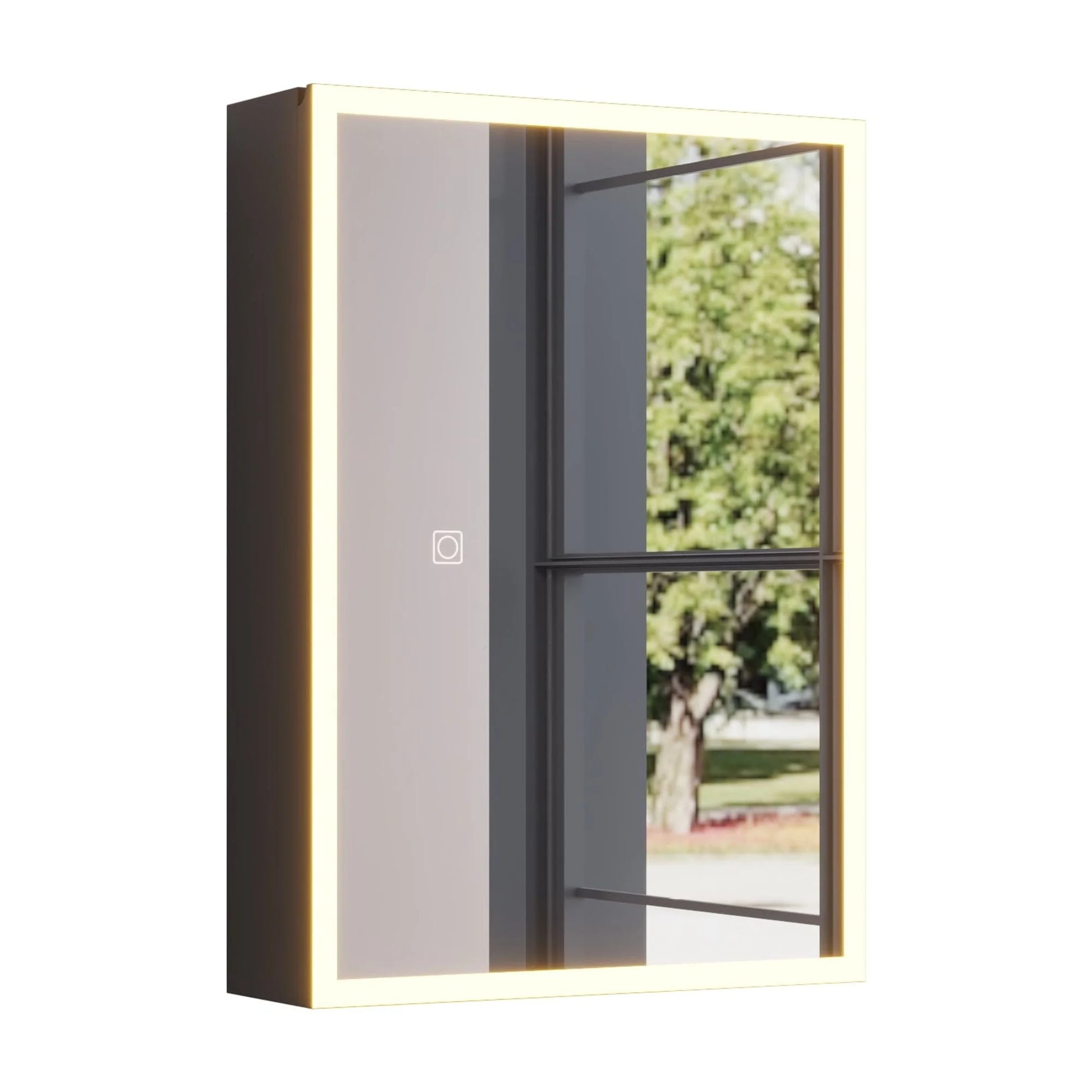 Ktaxon 20"x28", LED Bathroom Medicine Cabinet with Mirror Lighted, Wall Mounted Storage Cabinet w/Dimmable, Memory function, Outlets & USB, Black