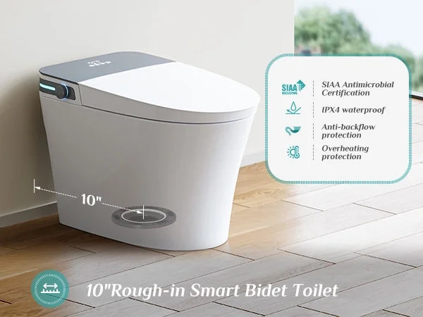 HOROW 10" Rough-in Bidet Toilet , White with Auto Open/Close Lid, Instant Warm Water, Elongated Heated Seat
