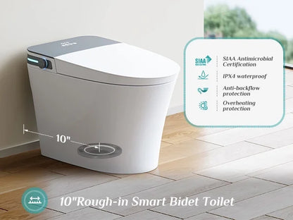HOROW 10" Rough-in Bidet Toilet , White with Auto Open/Close Lid, Instant Warm Water, Elongated Heated Seat