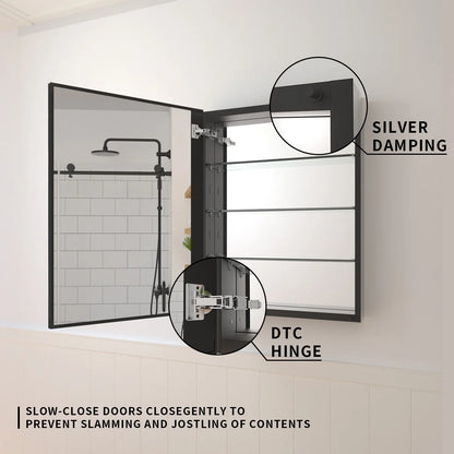 23 in. x 30 in. Frameless Recessed or Surface-Mount Beveled Single Mirror Bathroom Medicine Cabinet