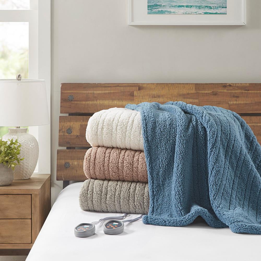 True North by Sleep Philosophy Sherpa Fabric King Heated Blanket in Gray