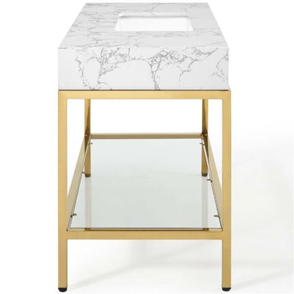 Modway Kingsley 50" Gold Stainless Steel Bathroom Vanity in Gold White