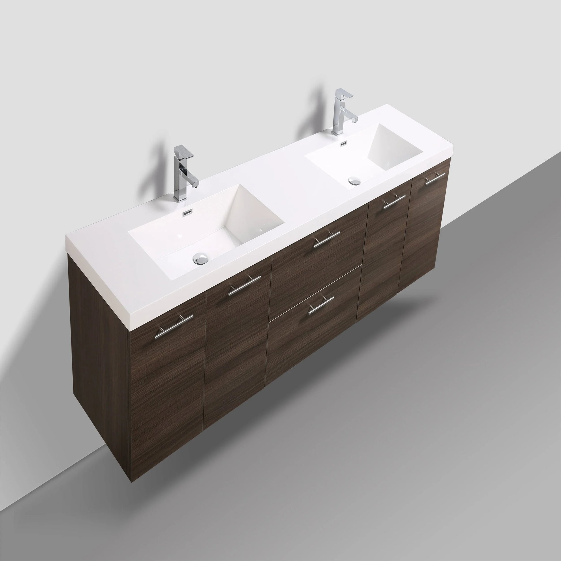 Eviva Luxury 84 inch Rosewood Bathroom Vanity with Integrated Acrylic Sinks