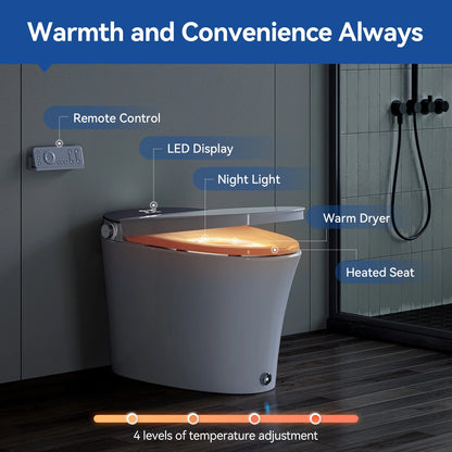 HOROW Smart Bidet Toilet Adjustable Cleaning , Heated Seat, No Water Pressure Limit, Auto Open/Close