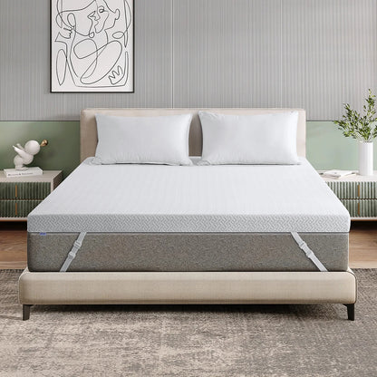 EPICORD 3 Inch Cool Gel Memory Foam Mattress Topper Queen Size Bed,Removable Soft Cover, Comfort Body Support & Pressure Relief,10 Year Warranty