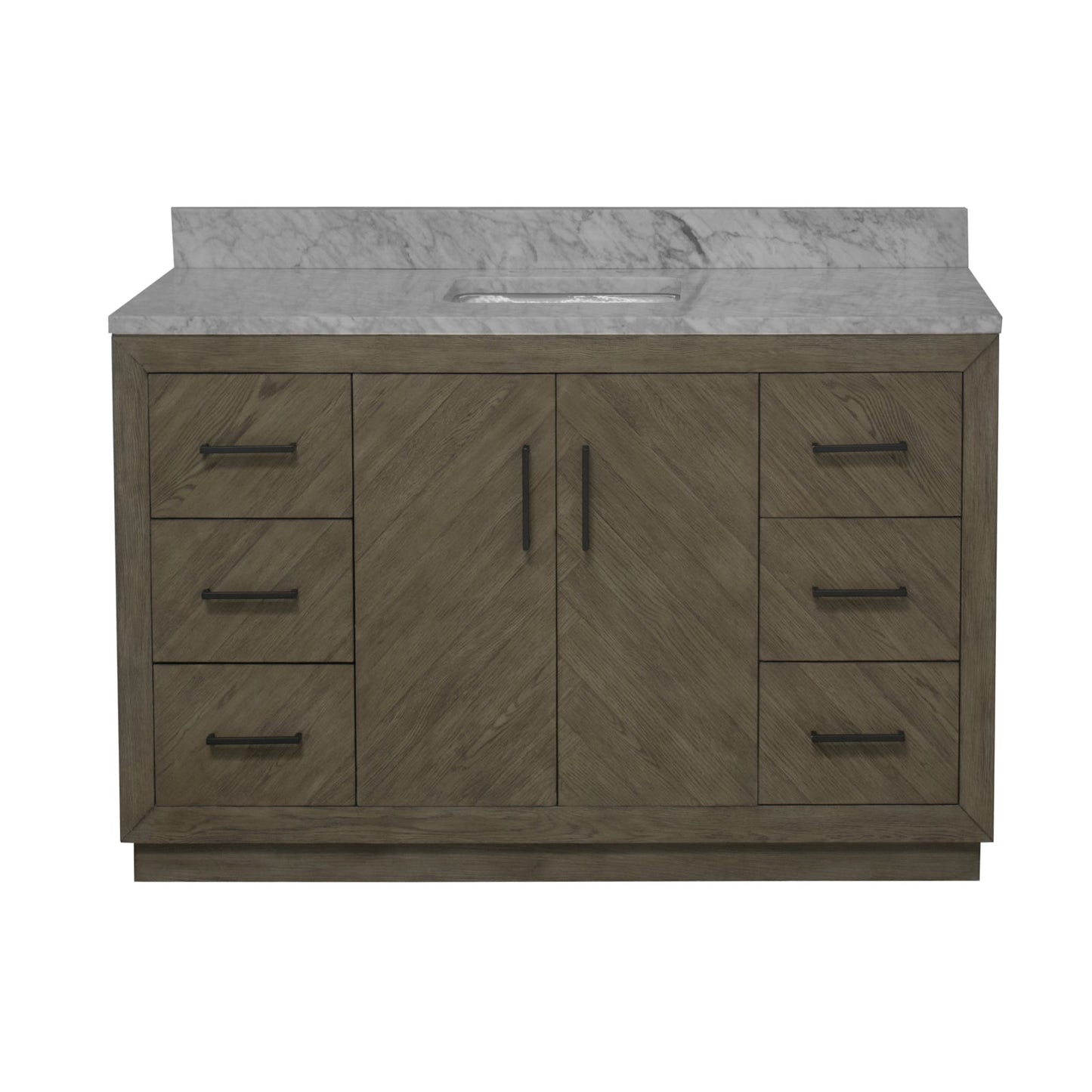 Peyton 60" Single Bathroom Vanity with Gray Oak Cabinet and Carrara Marble Top
