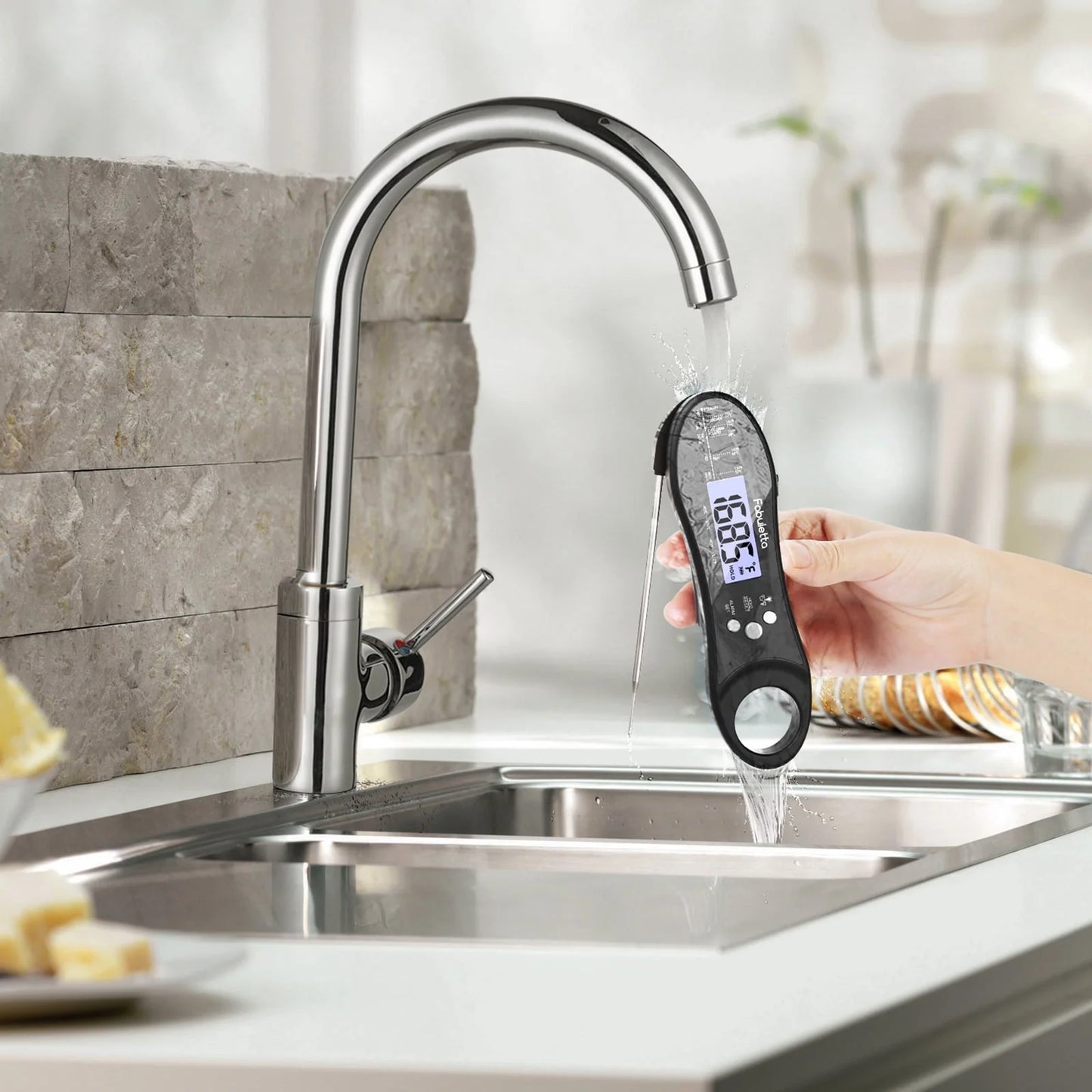 Fabuletta Rechargeable Digital Meat Thermometer - Dual Probe Instant Read Thermometer with Alarm Waterproof Kitchen Food Thermometer for Cooking, Grill, BBQ, Smoker, Candy, Liquids and Oil Frying