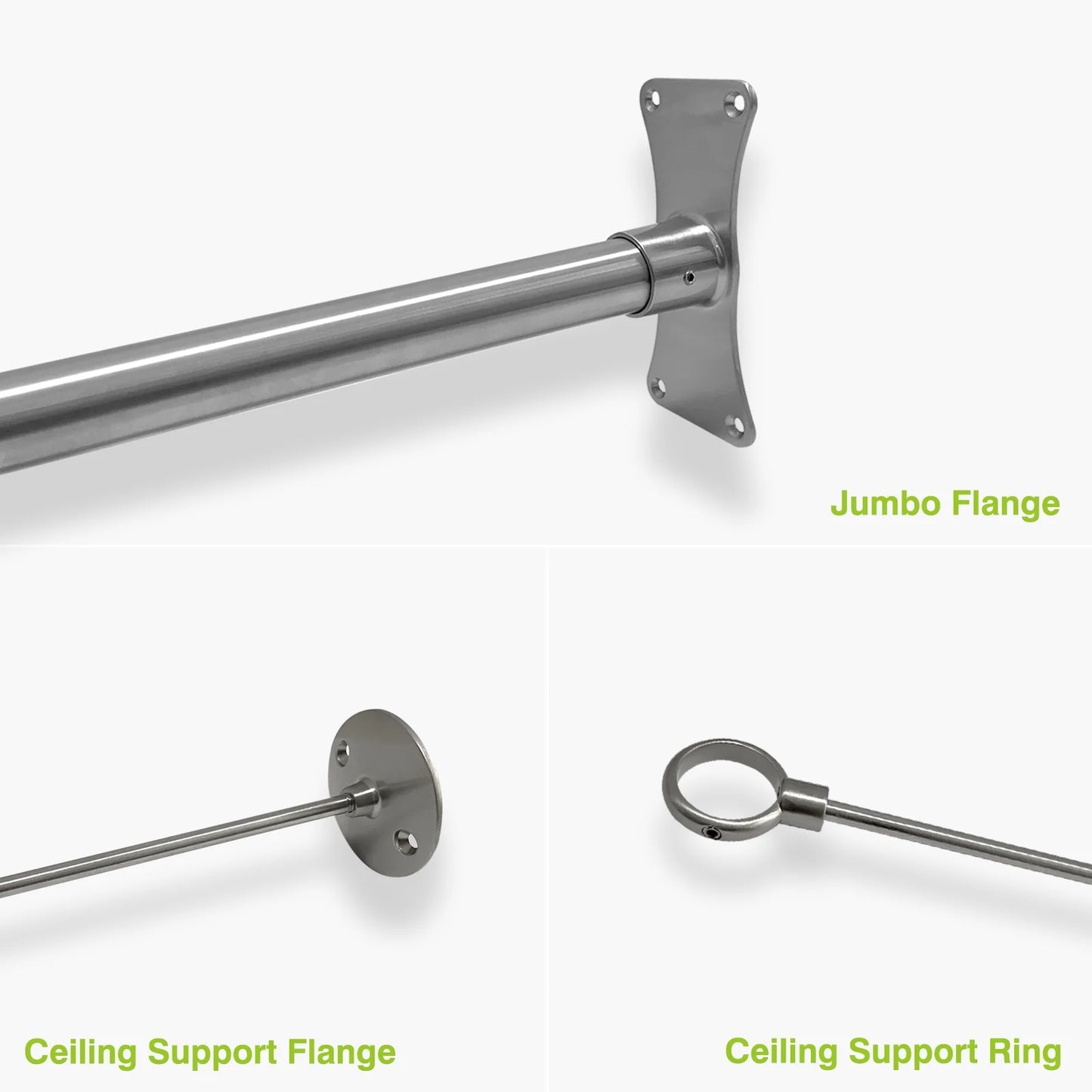 Naiture Stainless Steel 18-1/2" X 26" X 18-1/2" Neo-Angle Shower Curtain Rod with Ceiling Support, Brushed Nickel Finish