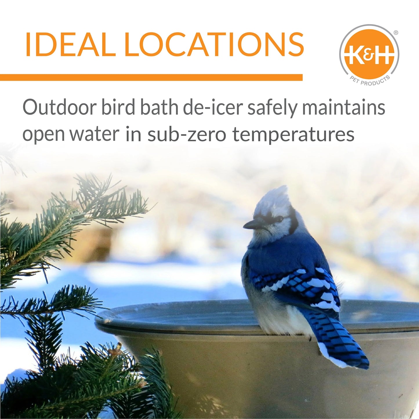 K& H Pet Products Ice Eliminator Super Birdbath Deicer Natural Super 80 Watts