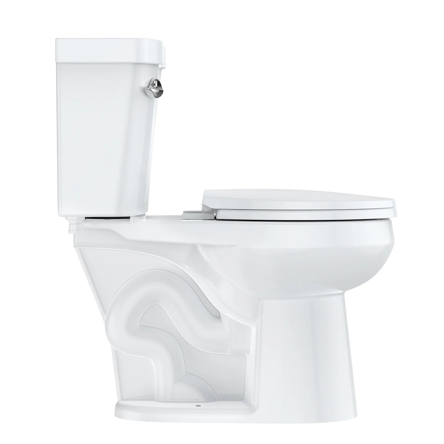 Pinypikaka Two-Piece Toilet with Toilet Seat and Wax Ring, Round Toilets for Bathrooms, 1.28 Siphonic Flush Toilet Cotton White 17", Toilet Seat Included