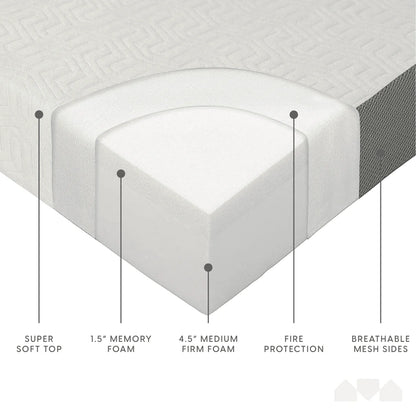Milliard 6-Inch Memory Foam Tri Folding Mattress with Ultra Soft Removable Cover and Non-Slip Bottom (75 Inches x 31 Inches) Cot Size