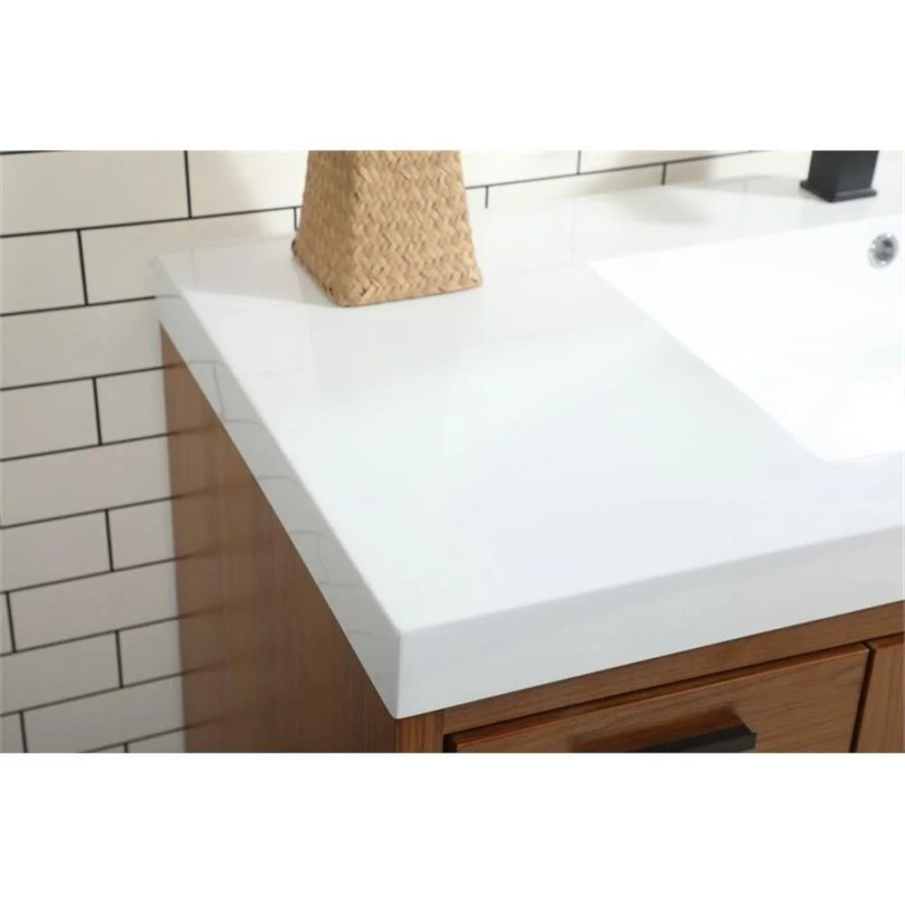 Elegant Decor Wyatt 48" Aluminum Alloy and MDF Single Bathroom Vanity in Teak