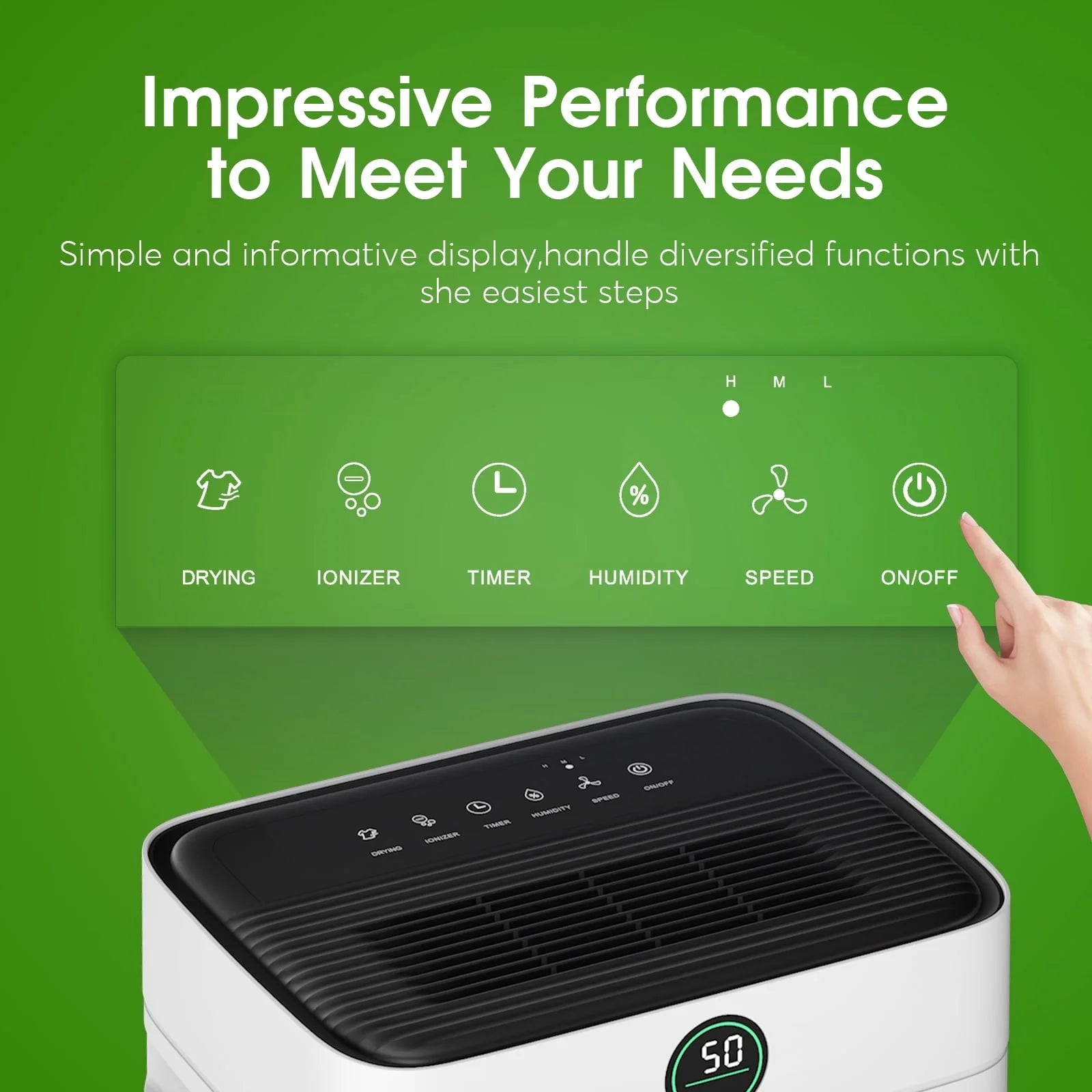 HUMSURE 35 Pint Dehumidifier 3000 Sq.Ft Room, for Basements with Drain Hose, Ideal for Large& Medium Sized Bathroom and Bedroom, Max Moisture Removal 50 Pints (95 "F, 95% RH)