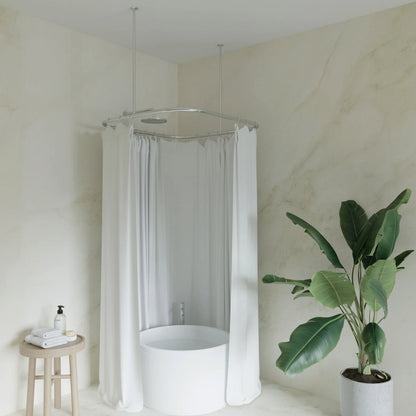 Naiture Hoop Square Shower Curtain Rod with Ceiling Support for Clawfoot Tub, 36" L X 36" W Never Rust Stainless Steel, Black Finish