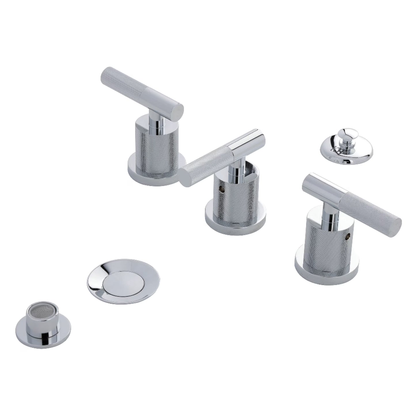Kingston Brass KB6320KNL Convergent Three-Handle Bidet Faucet with Knurled Handle and Brass Pop-Up, Matte Black