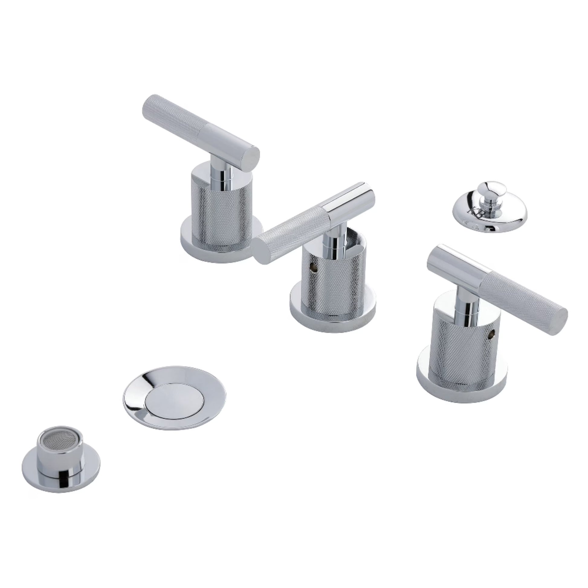 Kingston Brass KB6320KNL Convergent Three-Handle Bidet Faucet with Knurled Handle and Brass Pop-Up, Matte Black